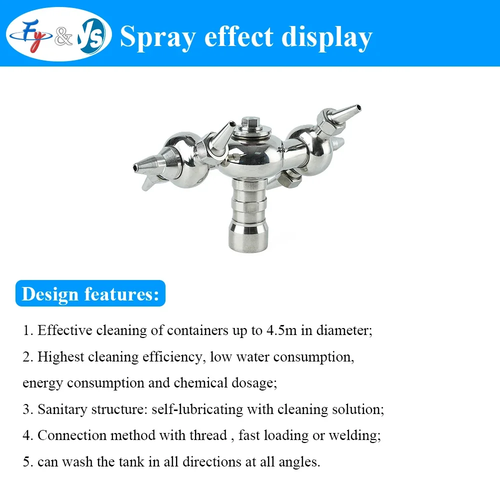 Universal 360 Degree Rotary Cleaning Spray Ball Canister CIP Tank Homebrew Nozzle 3/4