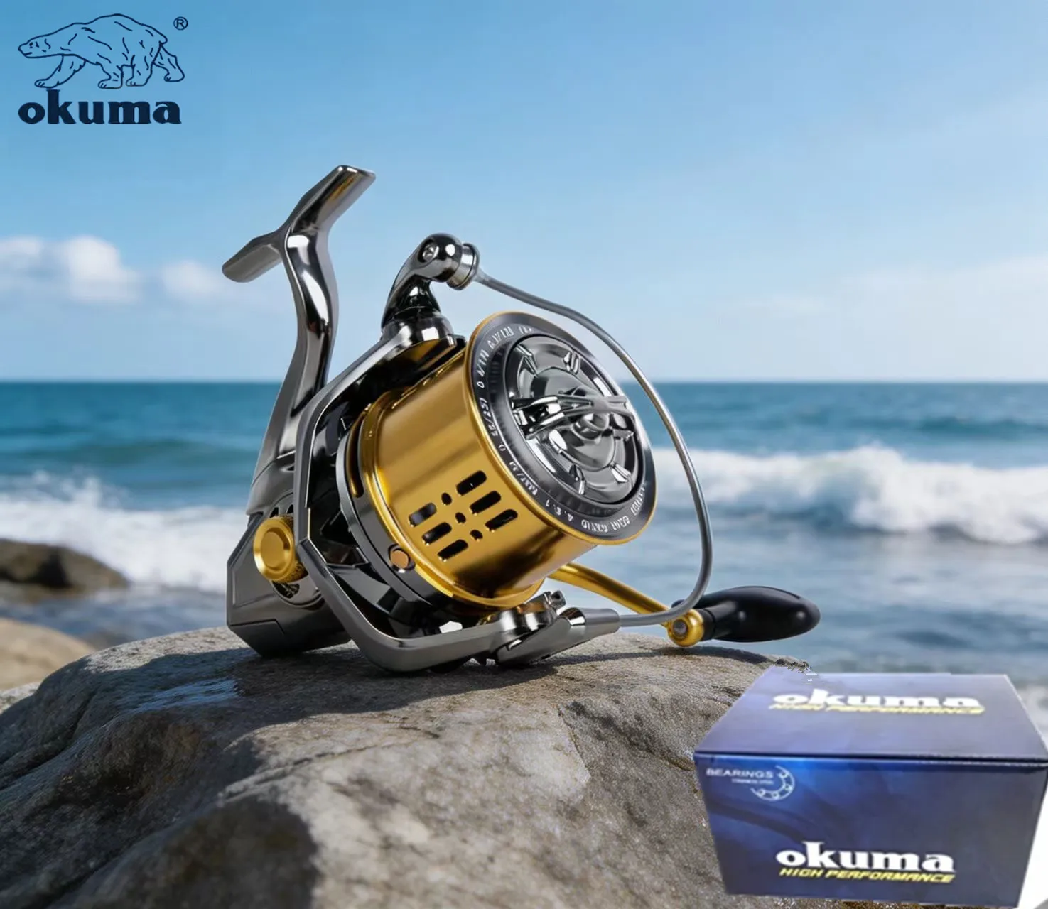 Okuma 26 GLX Series Fishing Reel with Traction System Rotating Wheel Fishing Reel Maximum Power Rust Proof and Smooth Rolling 4.