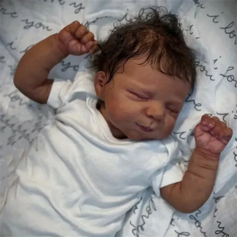 48 cm dunkle Haut Pascale Soft Body Reborn Puppe mit 3D-Haut Mehrere Schichten Malerei mit sichtbaren Adern Soft-Touch-Puppe