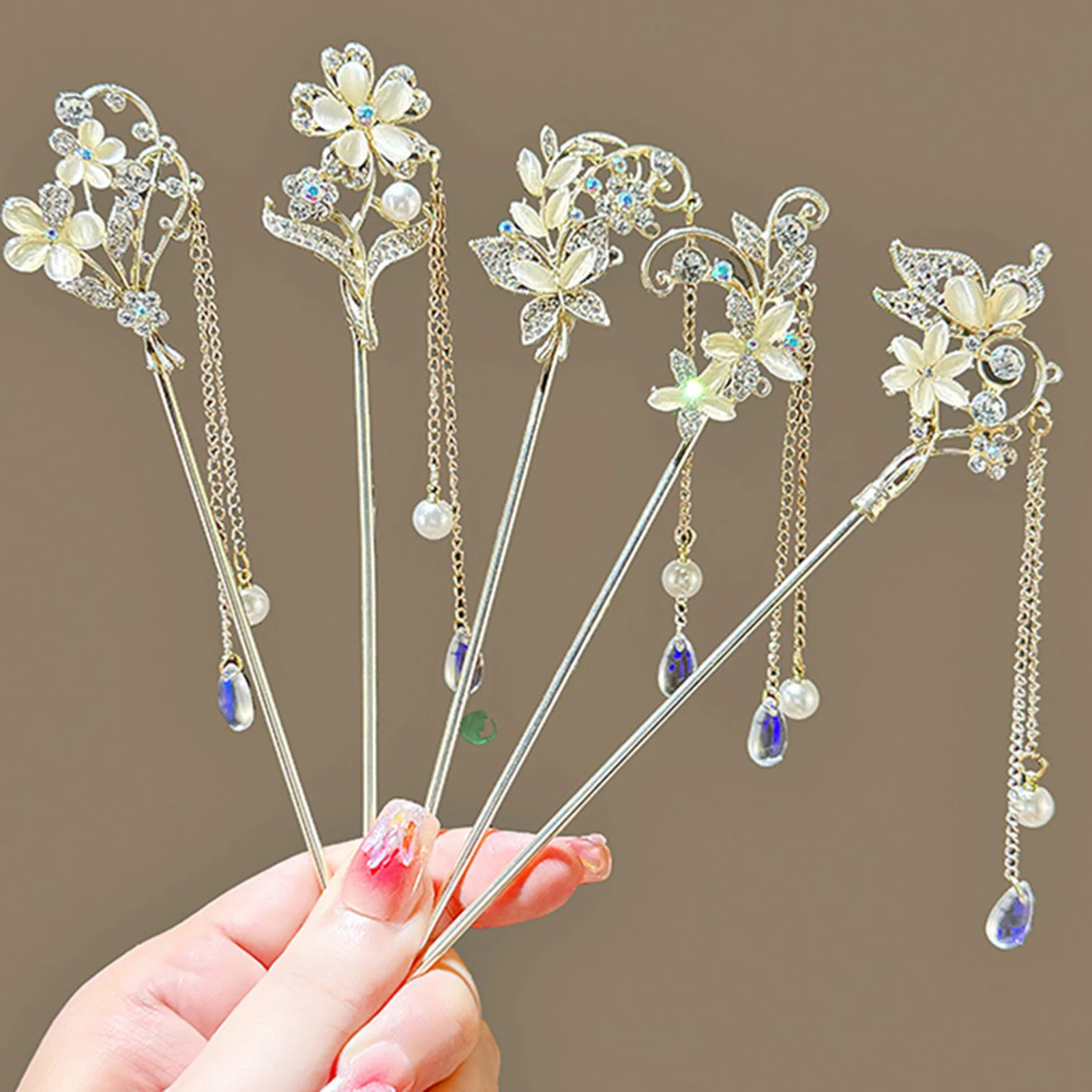Female Hair Stick Hairpin Cat Eyes Flower Hair Clip Alloy Jewelry Hairpin For Women Ancient Han Costume Hair Bun Jewelry view 3