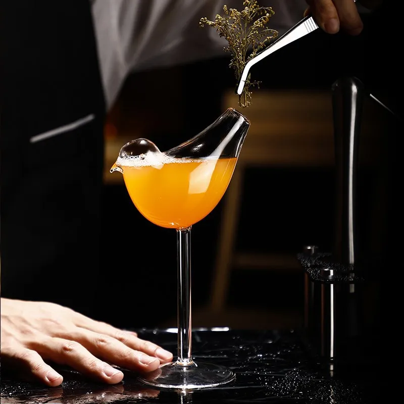 Creative Cocktail Glass Bird Design Clear Cocktail Glass Novelty Drink Cup for KTV Bar Night Party Cocktail kit