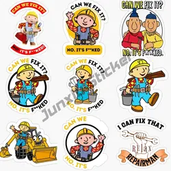 Can We Fix It No Its Fked Sticker Interesting Bob Builder Hardhat Architectural Decal Car Sticker Accesories