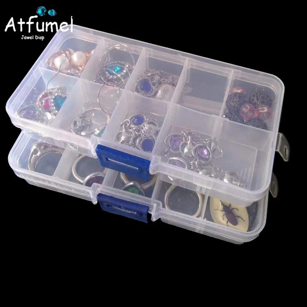 Portable 10/15 Compartment Beads Jewelery Storage Box Craft Container Earrings Case DIY Trinket Organizer Box