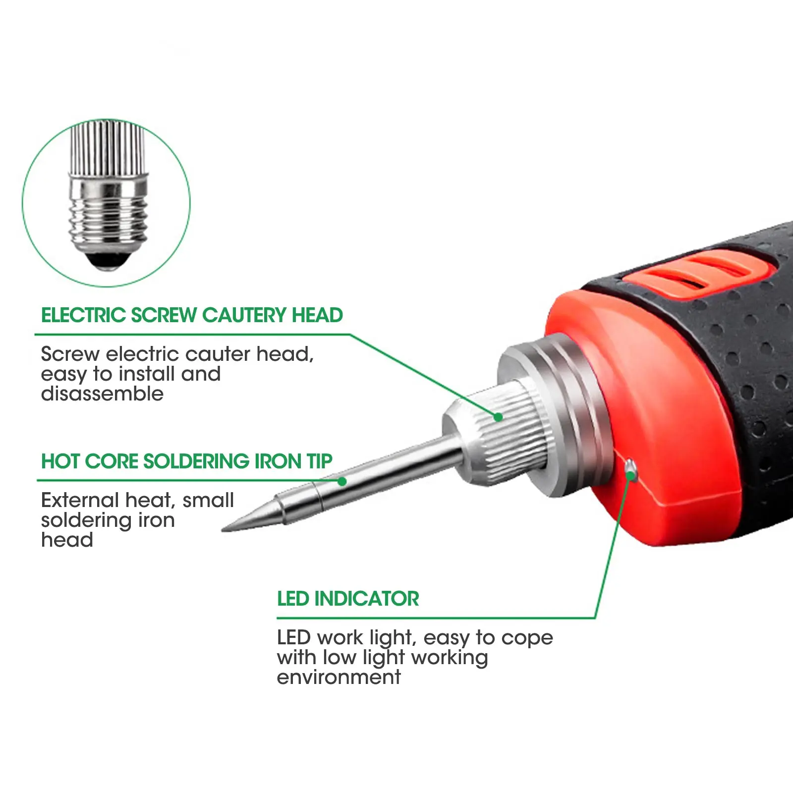 Punte di saldatura per saldatura sostituzioni della testa del saldatore USB punta di saldatura filettata adatta per saldatore con interfaccia E10