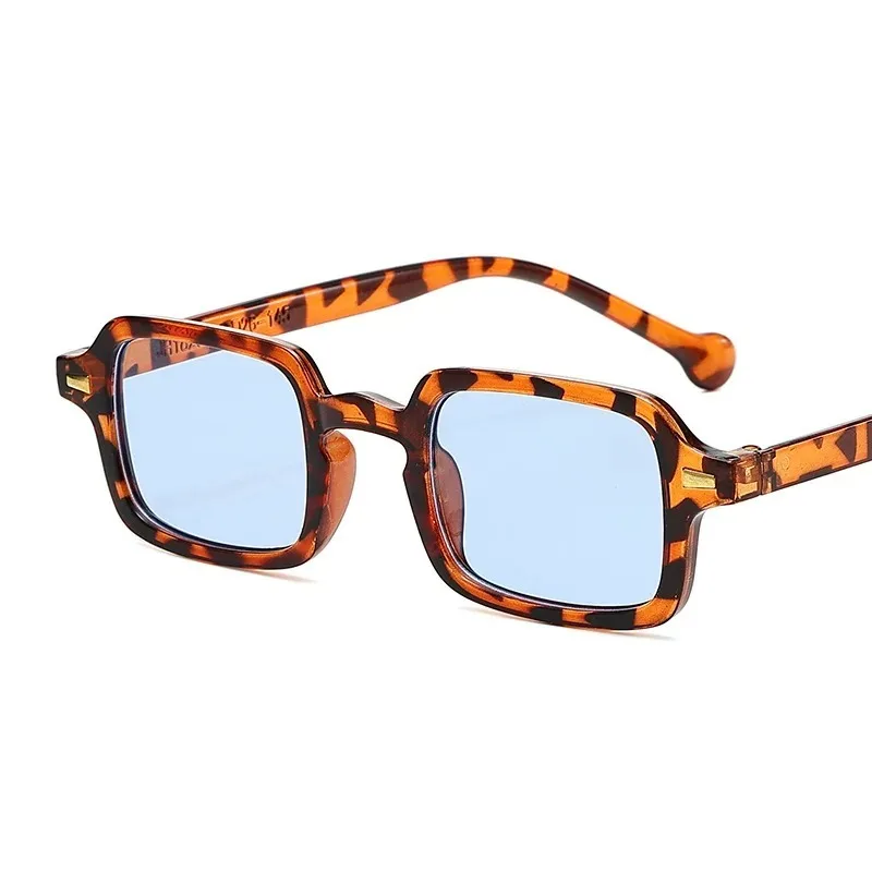 

Fashion Square Sunglasses for Women & Men - Retro Rivets Gradient Lenses, UV400 Anti-Glare, Leopard & Blue Sports Shades