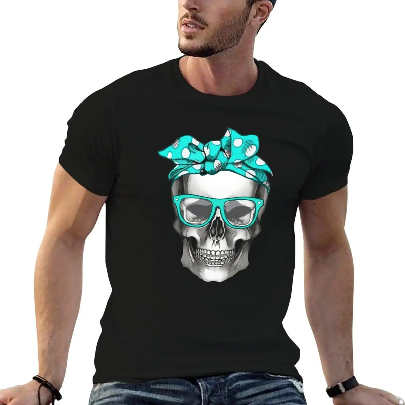 Skull human anatomy turquoise nerd tooth brace T-Shirt sweat custom t-shirts mens graphic t-shirts hip hop
