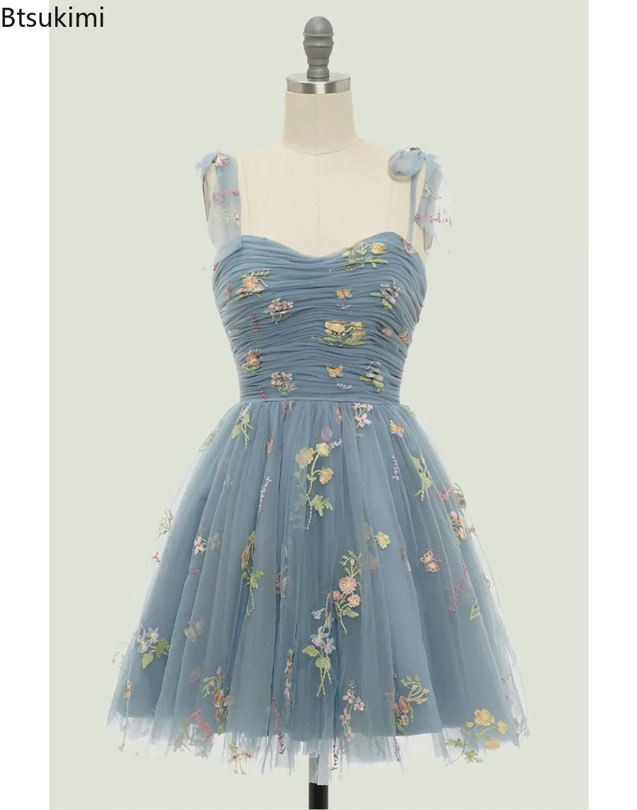 2025 جديد إمرأة أنيق فستان الحفلات المسائية شبكة حزام بلا أكمام الدانتيل التطريز دبي مأدبة فستان فساتين لحضور الحفلات الموسيقية الإناث Vestidos #6