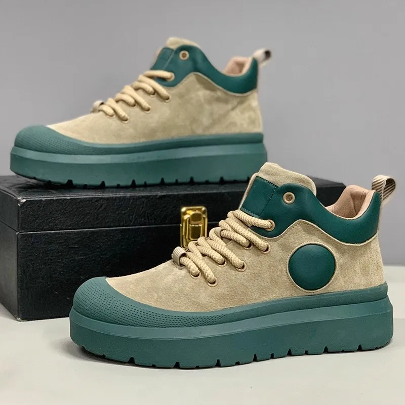 

Solid Colour Mens Casual Shoes 2025 Autumn Autumn High Top Leather Sneakers Male Fashion Anti Slip Work Wear Ankle BootsFootwear