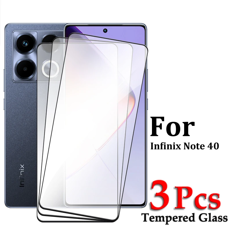 2/3/4PCS For Infinix Note 40 Tempered Glass For Infinix Note 40 Screen Protector HD Full Cover Glue Protective Glass For Note 40