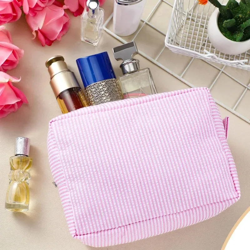 Personalized Striped Toiletry Bag - Custom Embroidered, Portable Polyester Cosmetic Storage, Ideal for Travel, School Dorm & Hom
