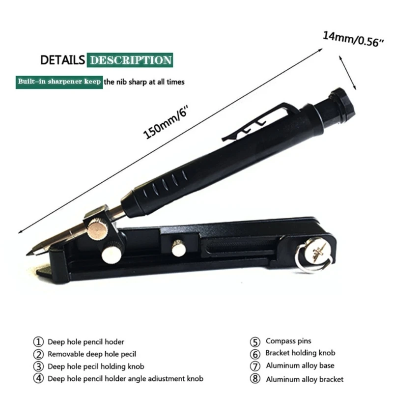 Multifunction Scribing Tool Construction Pencil Aluminum Alloy Scribe Tool Dropship