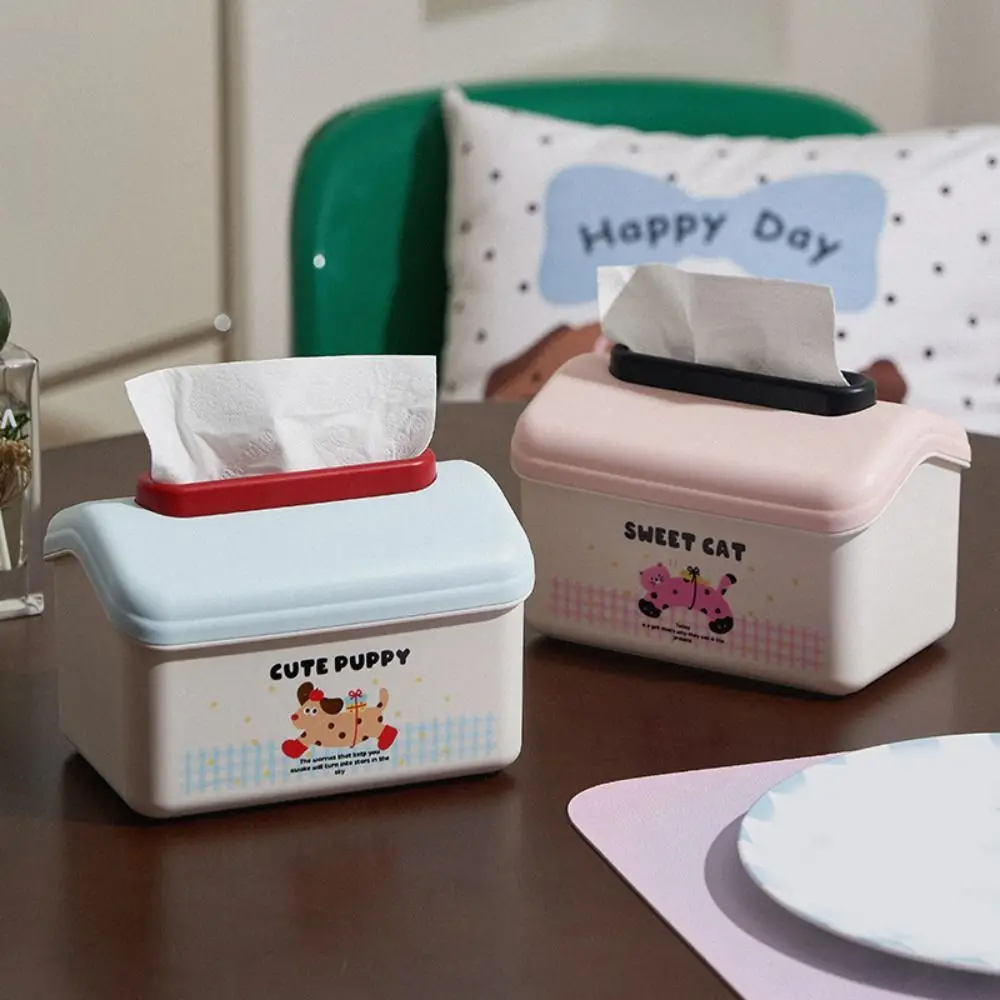 

Cute Cute Cartoon Paper Towel Box Multifunctional Color Tissue Box Plastic Large Capacity Napkin Organizer Table Decoration