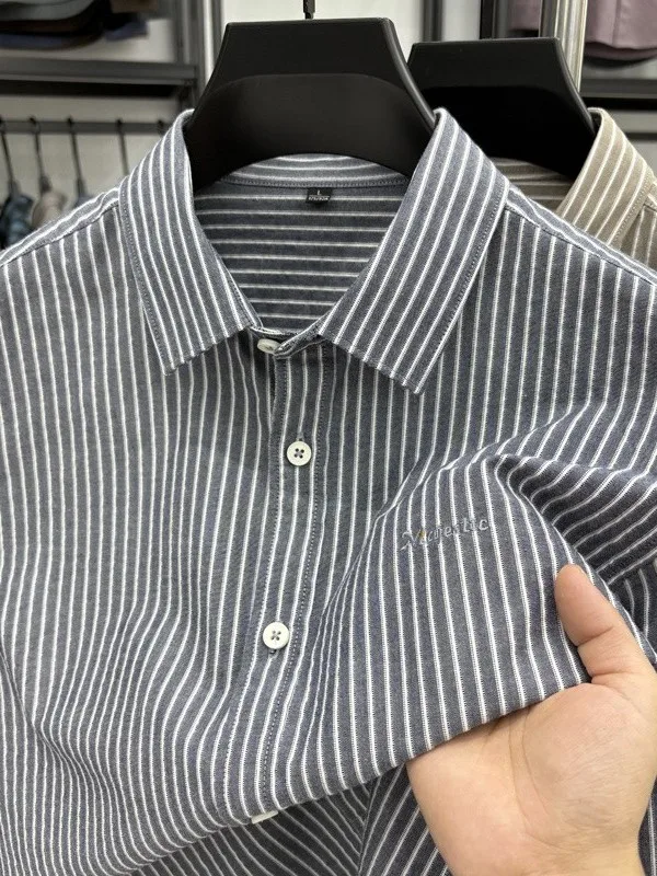 

Новая мужская полосатая ткань из чистого хлопка Long Sve Ox, весенне-осенняя повседневная деловая одежда, простая дышащая удобная ткань