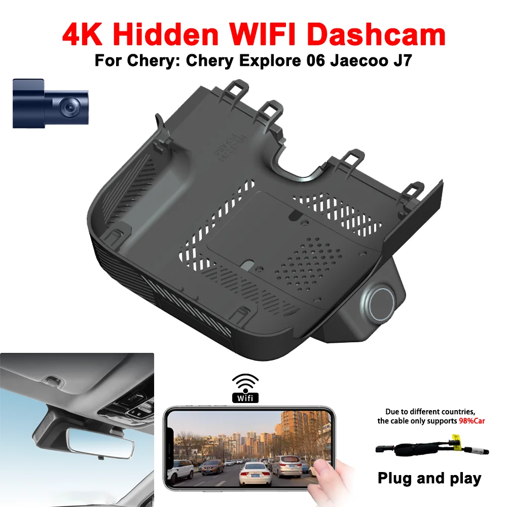 OEM kustom 4K HD 2160P Plug and play WIFi Mobil DVR lensa ganda untuk Chery Explore 06 Jaecoo J7 perekam Video perangkat rekaman