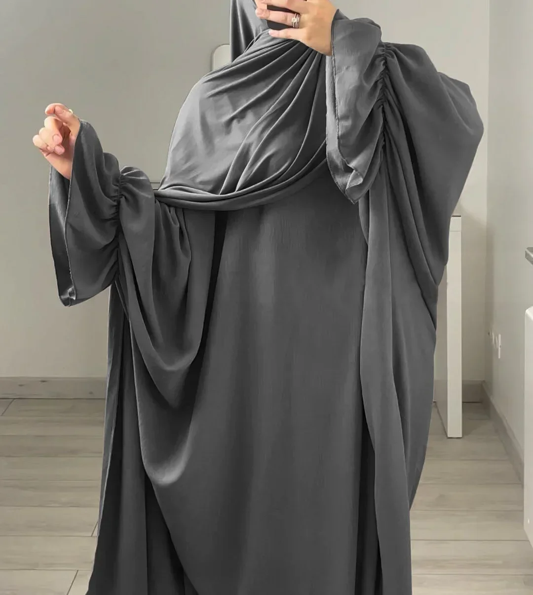 Prayer Turkish Islam Clothing Ramadan Abaya Kaftan Robe Jilbab Dubai Abayas for Women Crepe Bat Sleeve Plain Muslim Hijab Dress