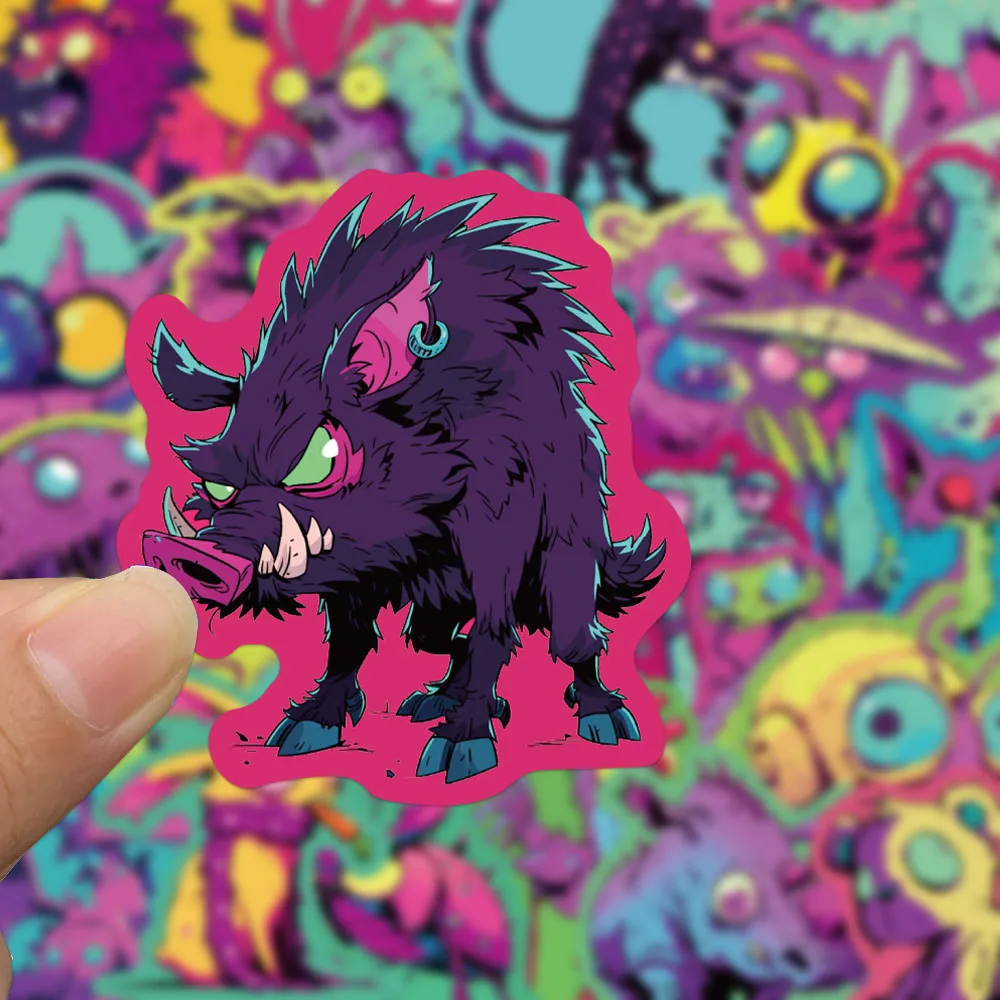 50PCS Colorful Strange Creatures Stickers Funny Cool Animals Decals For Laptop Suitcase Student Tablet Refrigerator DIY Stickers