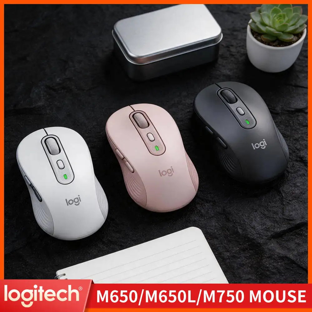 Logitech M650/M650L Wireless Mouse - 400-4000 DPI Adjustable, Ergonomic Contour, 5 Programmable Buttons, 10m Range