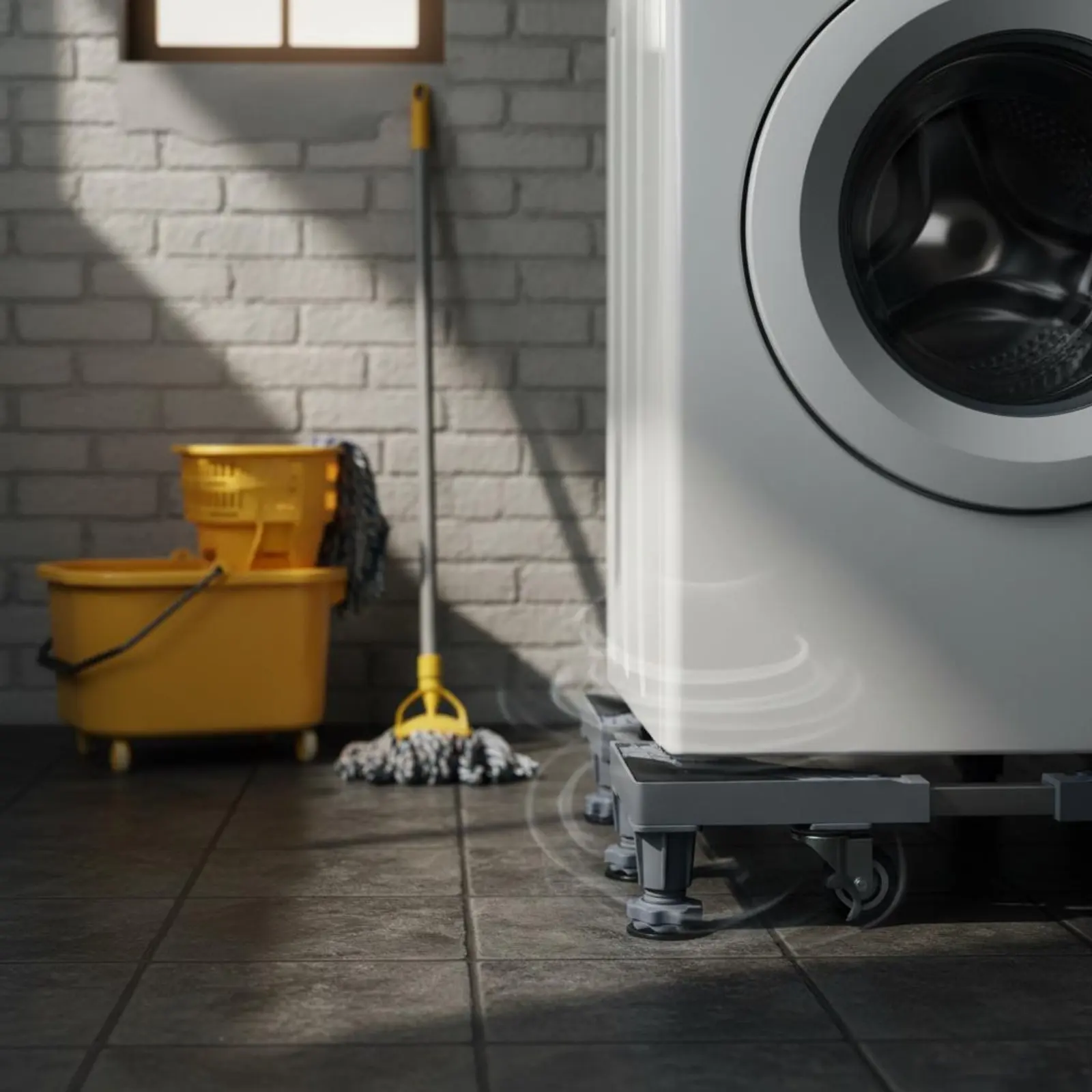 Washing Machine Stand Anti-Slip Adjustable Washer Base Appliance Dolly Stand Rolling Household Mover 360 Degree Swivel Wheels