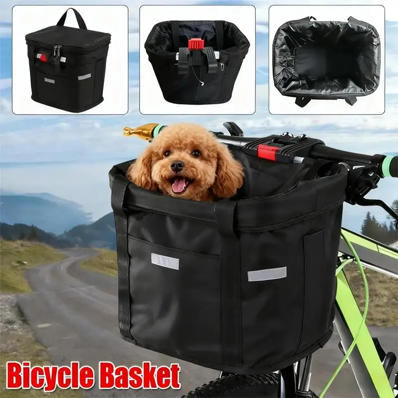 Mountain Bicycle Front Handlebar Basket Pet Carrier Cargo Pannier Storage Bag Small Animals Transport Cycling Accessories