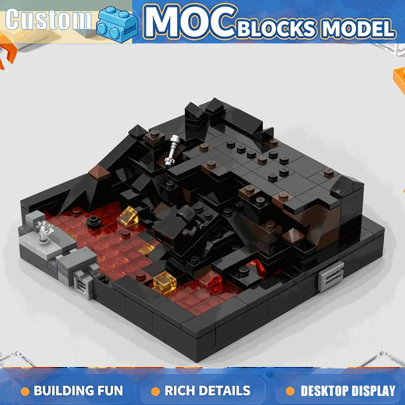 618 PCS Lava Planet Duel Diorama Scene Model Building Blocks Modify DIY Assembly Creative Collection Display Toy Birthday Gift