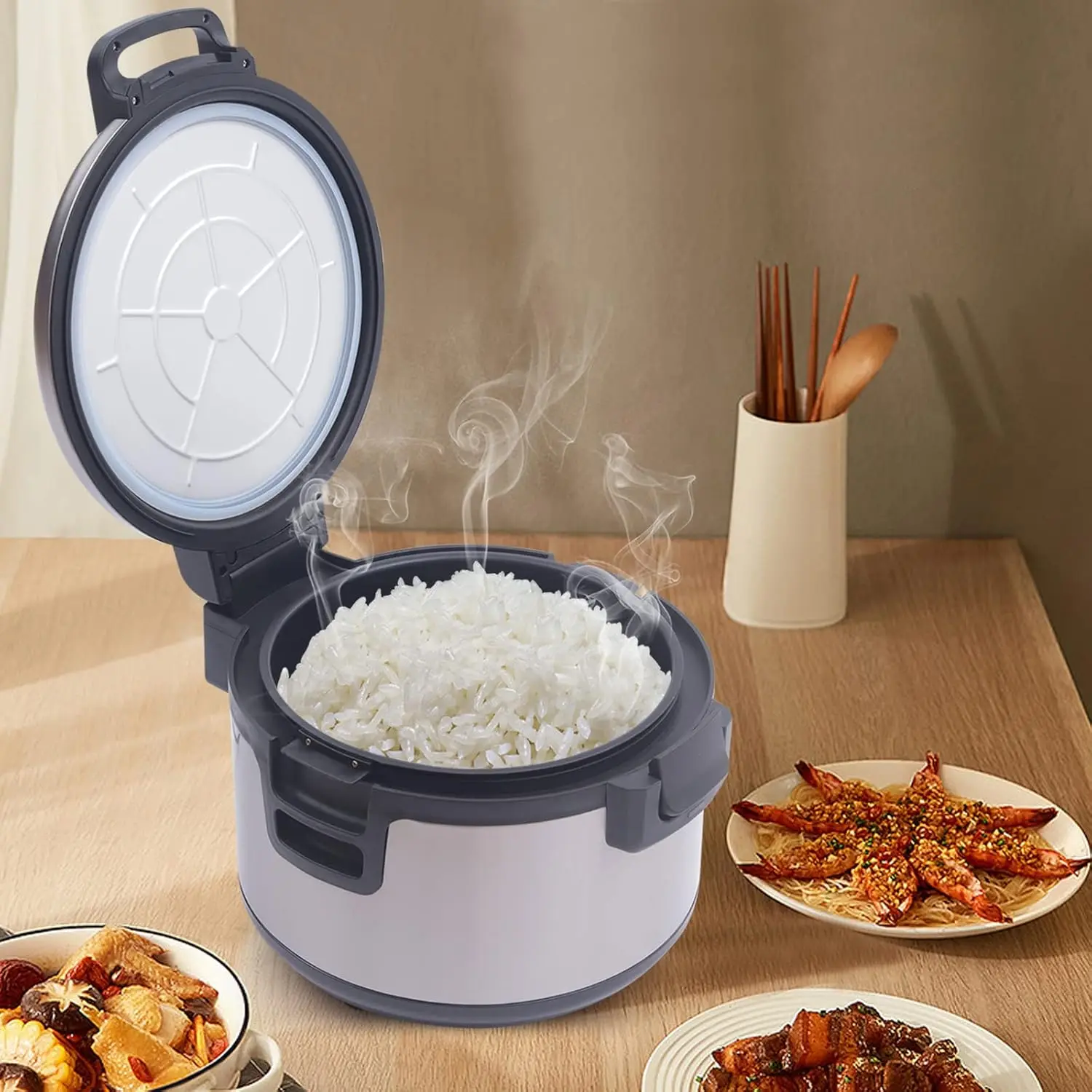 Rice Warmer Electric Rice Warmer 68 ℃ or 72 ℃ Adjustable Temperature Rice Warmer with Handles Industrial Rice Warmer for Restaur