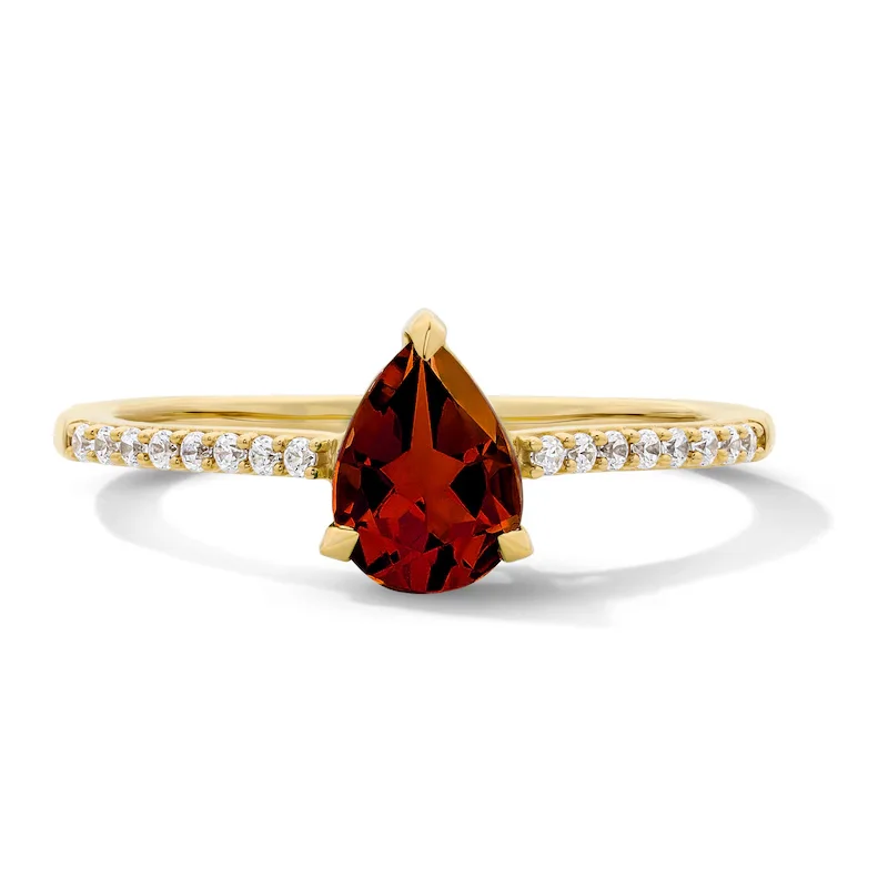 Personalized Birthstone Ring Pavé Set Zircon Ring Teardrop Birthstone Luxury Zircon Jewelry Birthday Gift for Your Girlfriend