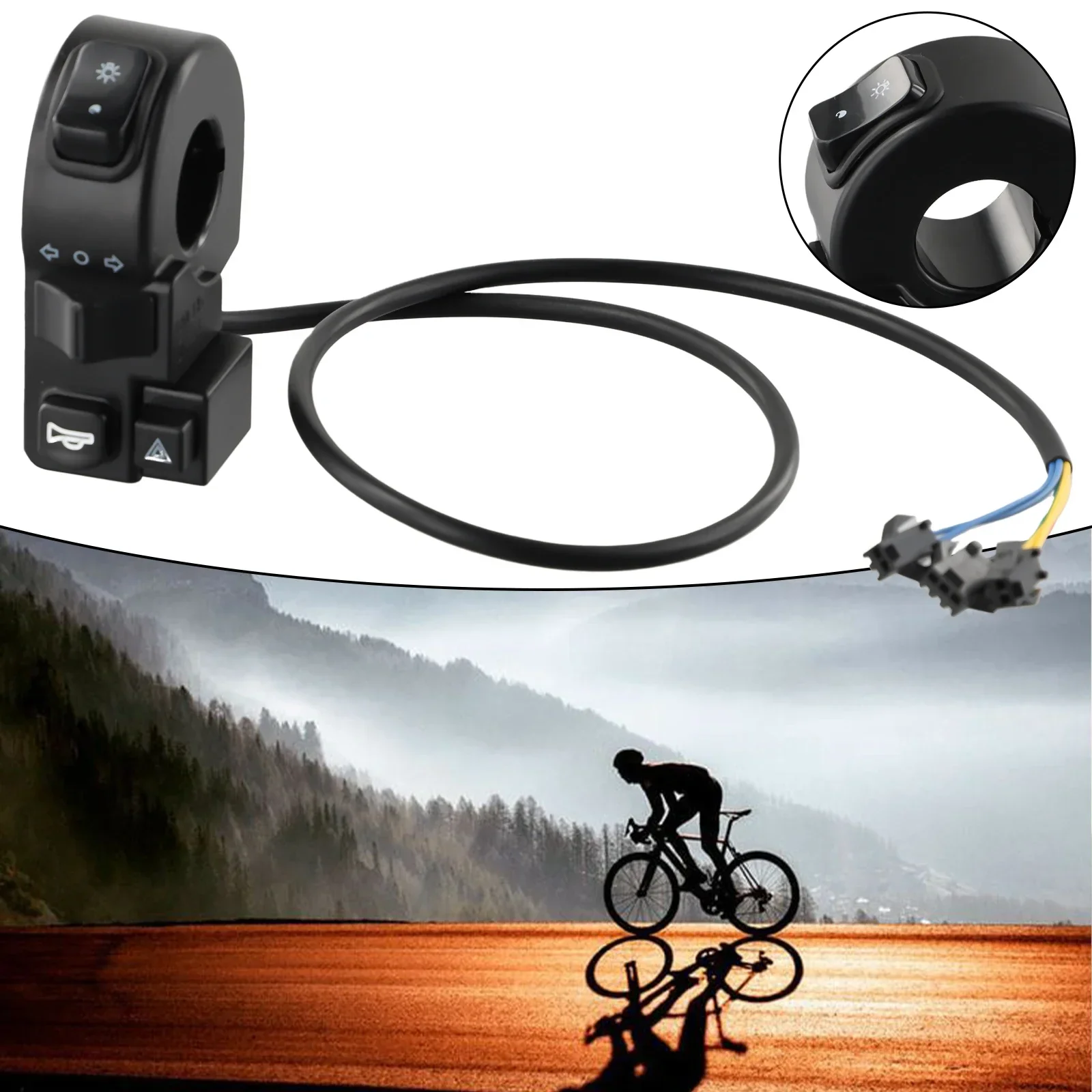 1 Pcs 4in1 Road Conversion Switch For E-bike Scooter ATV 40Cm Motorcycle Handlebar Flasher Switch ON OFF Button