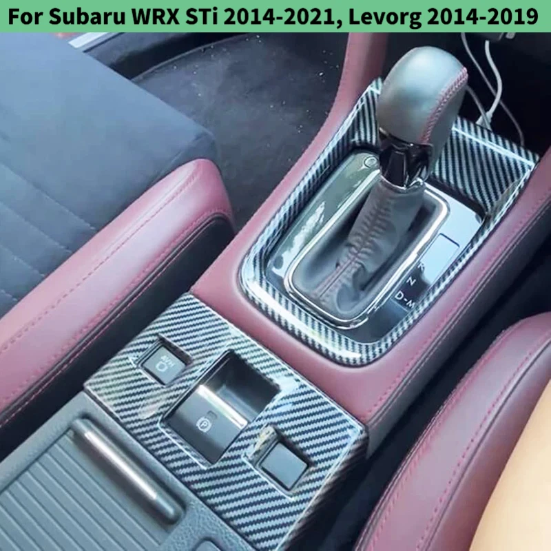 For Subaru WRX STi 2014-2021, Levorg 2014-2019 Carbon Style Automatic Gear Shift Box Gearbox Handbrake Cover Trim Car Styling