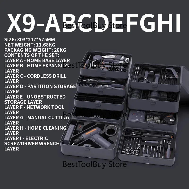 

Household Electric Combination Tool Box Layered Free Combination for DIY Hand Tools and Home Repair Tools