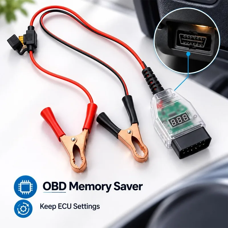 Car OBD Battery Replacement Memory Maintainer Tool 12V Automotive ECU Data Preserver Vehicle Electrical System Leakage Detector