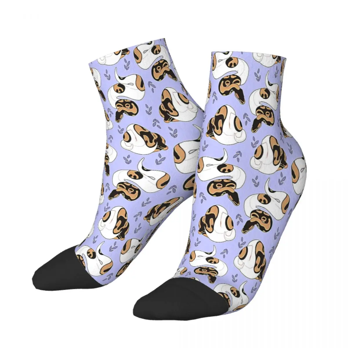 Piebald Ball Python And Leaves Ankle Socks Male Mens Women Summer Stockings Printed