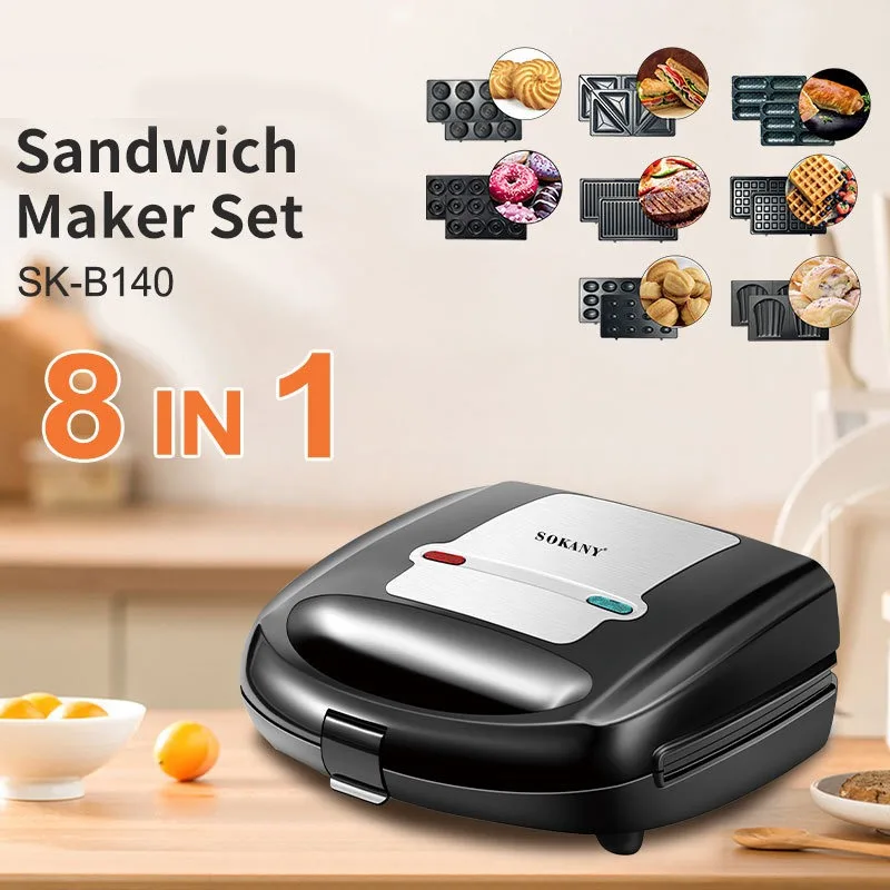 

220V Multifunctional Sandwich Machine 7-in-1 Detachable Breakfast Machine Cake Nut Donut Waffle Maker 750W 50/60HZ