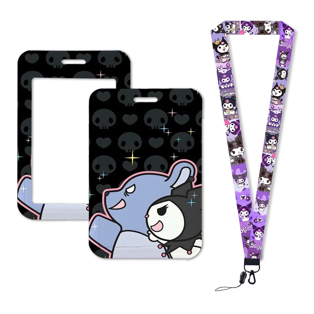 Sanrio Kuromi Lanyard ID Card Holder Lanyard Credential Holders Neck Straps Women Badge Holder Keychains Accessories