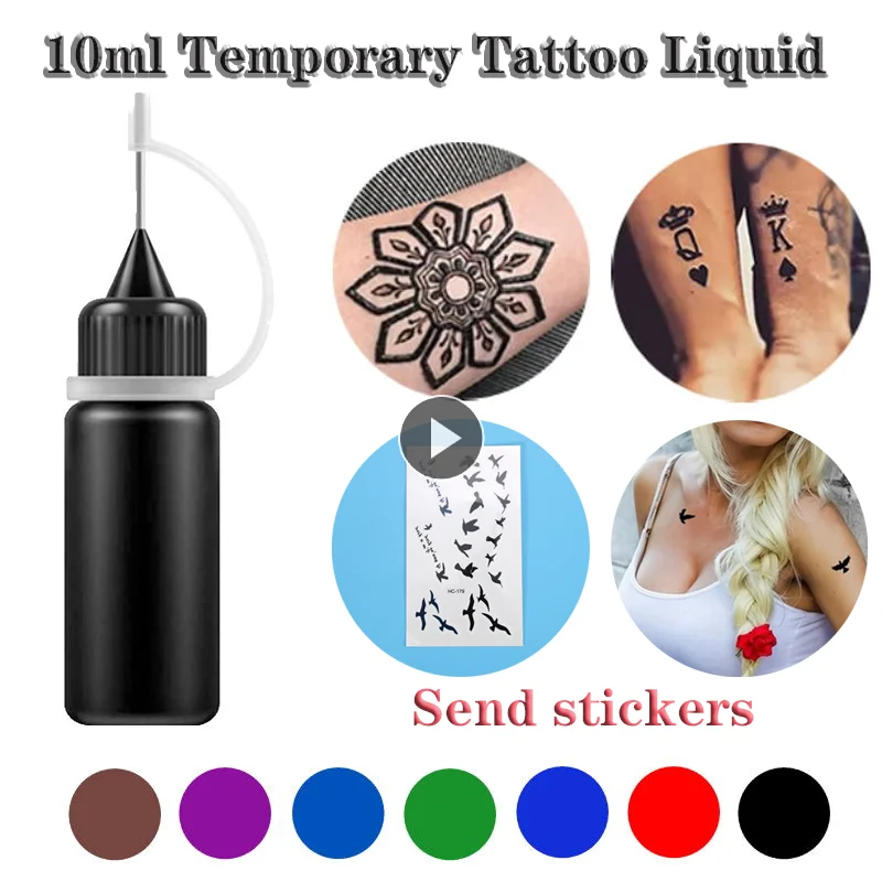 6 Colors Temporary Tattoo 10ml Liquid Tattoo Paste Henna Cones Indian Body Paints Tattoo Supplies Tattoo Inks Diy Body Paint