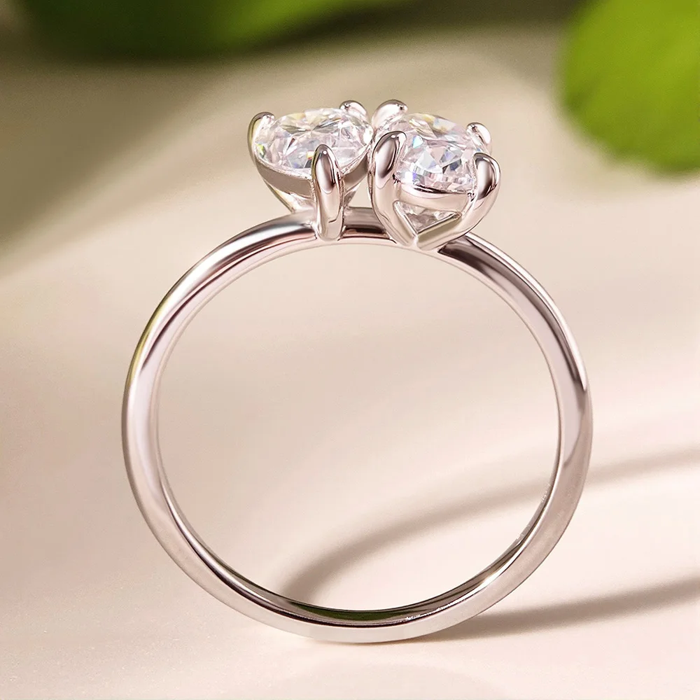 OEVAS 2 Stones Pear/Oval Cut 2ct Moissanite Rings S925 Silver Toi Et Moi Wedding Rings For Women Engagement Fine Jewelry Gift view 2