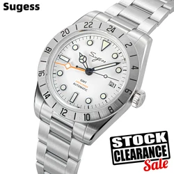 Sugess Men's Watch Automatic GMT Mechanical Wristwatches Dome Sapphire Crystal 100M Waterproof Japan NH34 Movement Luminous S431