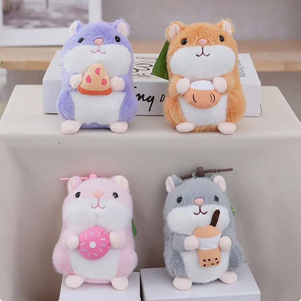 Kawaii Cartoon Hamster Keychian Pendant Hairry 13cm Backpack Pendant Multicolor Stuffed Animals Hamster Stuffed Doll All Age
