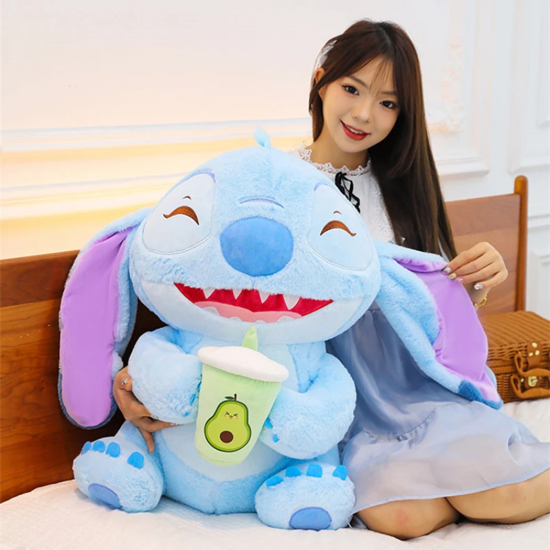 65CM Super Big Size Disney Stuffed Animal Cartoon Stitch Milk Tea Plushies Comfortable Soft Doll Children's Holiday Gift Toy