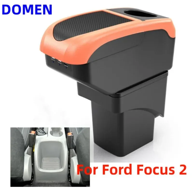 NEW For Ford Focus 2 armrest box For Ford Focus 2 mk2 Center armrest storage compartment modified interior trim USB Charging