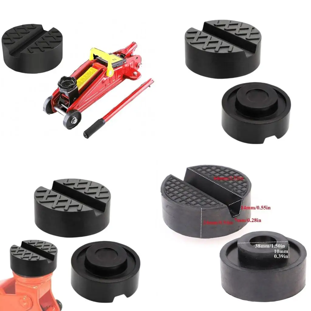 Vehicle Service Contact Cushion Pair, Two Piece Rubber Lift Point Inserts with Grip Texture and Center Channel for Routine