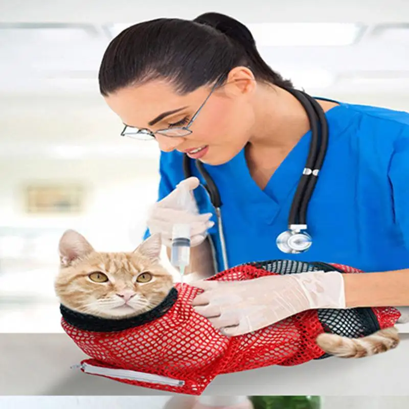 

Cat Bag For Bath Cat Grooming Bag Anti-Scratch Breathable Mesh Restraint Shower Bag Multifunctional Grooming Bag For Medicine