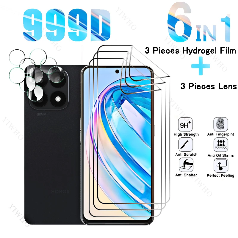 6in1 Full Cover Hydrogel Film for Huawei Honor X8a Fingerprint Screen Protectors for Honor X 8 A X8 8a CRT-LX1 6.7