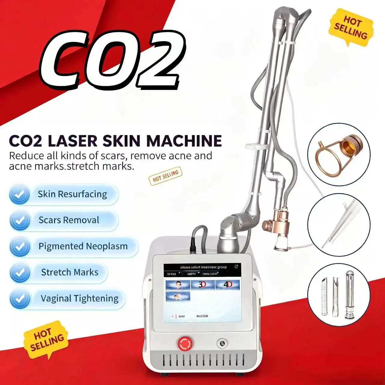 Macchina Laser Frazionato CO2 Professionale Portatile Ad Alta Potenza 60W Per Ringiovanimento Della Pelle, Miglioramento Delle Smagliature, Cura Delle Cicatrici, Bellezza-image