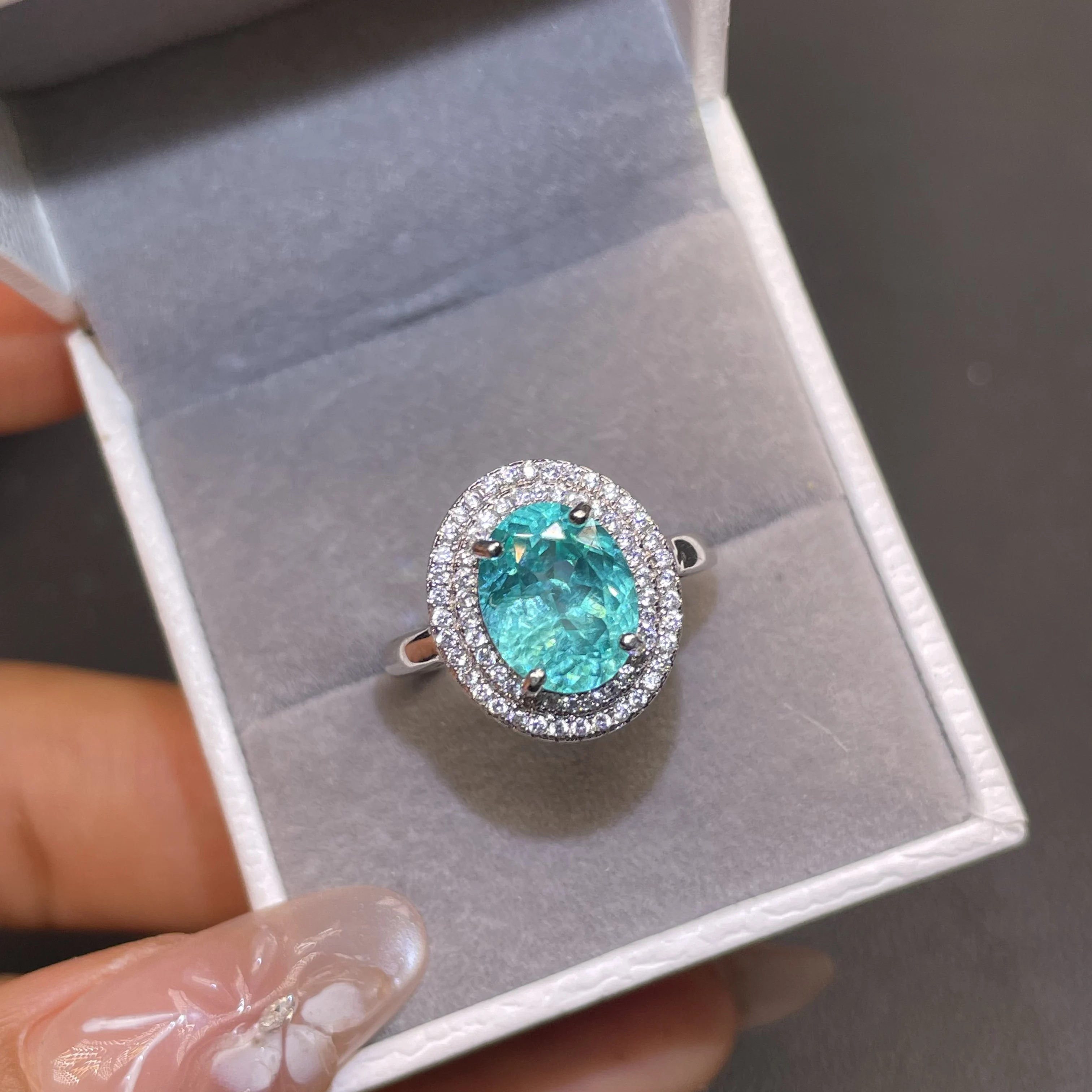 2026 New Fashion Paraiba Large-Pearl Women's Ring - Neon Blue S925 Sterling Silver - Women's Wedding Engagement Gift Jewelry