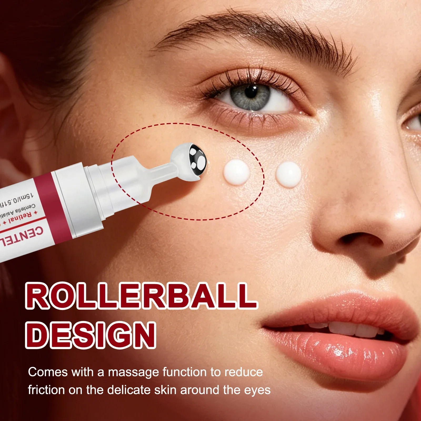 Roller Eye Cream Centella Retinol Collagen Serum Hydrating Firming Massage Fine Lines Fade Dark Circles Puffiness Smooth Skin