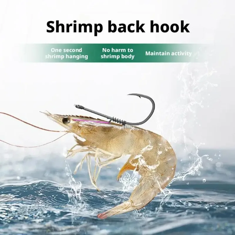 

Shrimp Back Hook Fishing Bait Hook Non-Injury Design H Hanging Spring Special Resistant Corrosion Tackle Steel Fi X6F0