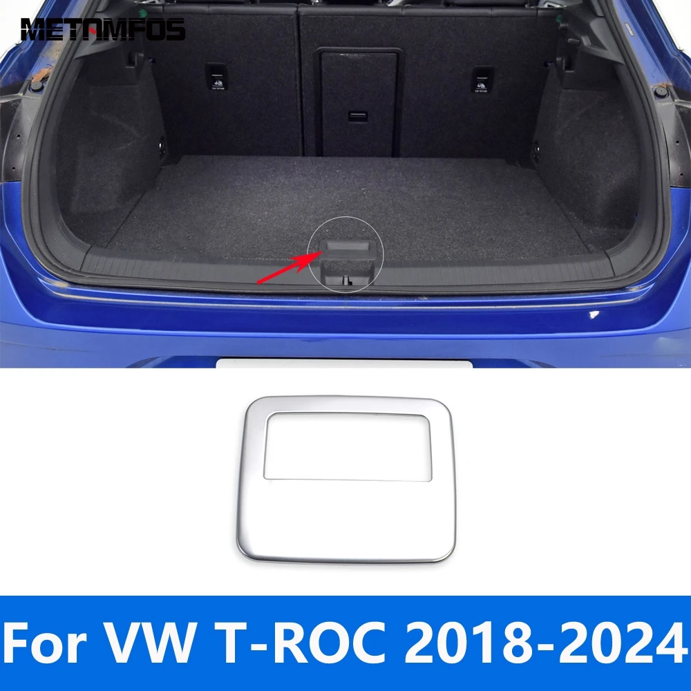 For Volkswagen T-ROC TROC 2018-2023 2024 Stainless Steel Rear Trunk Tail Door Switch Button Cover Trim Accessories Car Styling