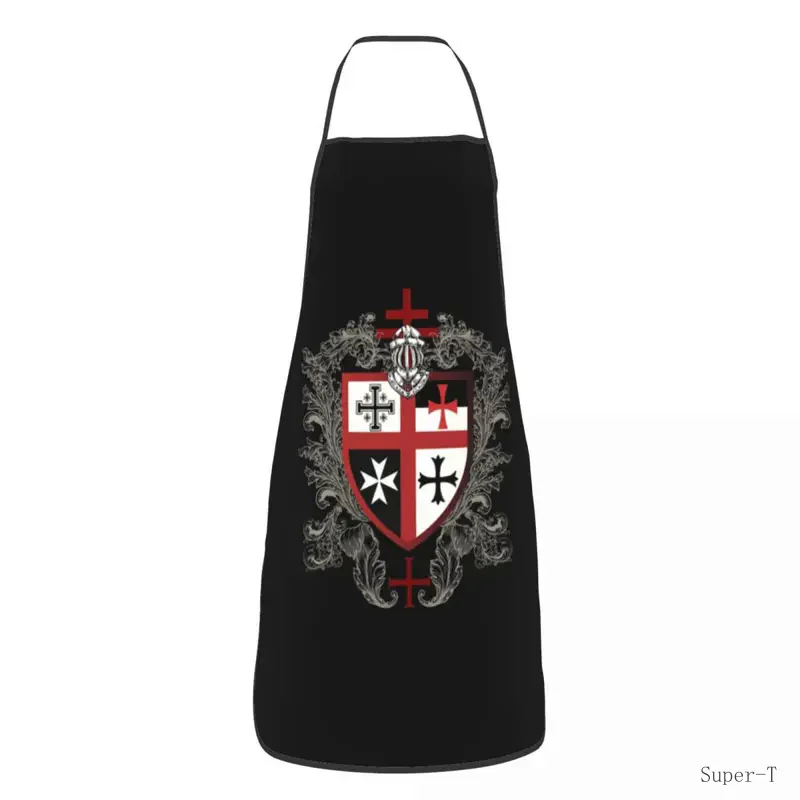 Bib Knights Templar Cross Shield Apron Unisex Adult Chef Kitchen Cooking Medieval Emblem Secret Order Tablier Cuisine Baking