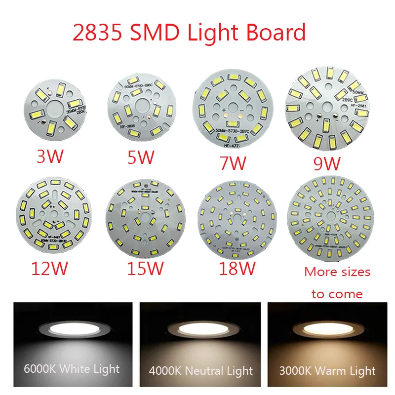 LED Chip For Downlight SMD 2835 Light Board 3W 5W 7W 9W 12W 15W 18W  DIY Ceiling Light LED Bulb Light ，Spotlight