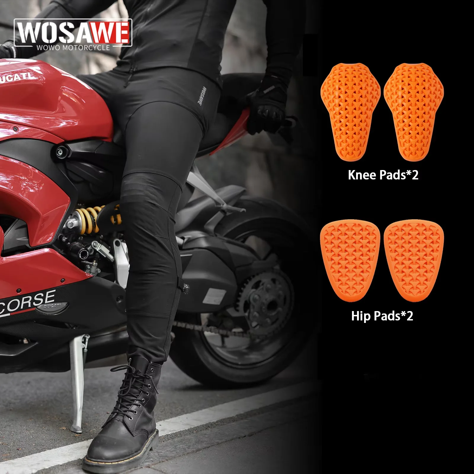 

WOSAWE New Motorcycle Black Men Pants Motobike Touring Riding Pants Breathable Outdoor Sports Moto Cycling Pants